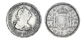 1/2 REAL. Santiago 1791-DA. Numeral del rey: IIII. XC-1336. 1,61 g. Bonita pát. MUY ESCASA. MBC/MBC+