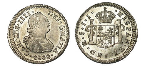 1/2 REAL. Santiago. 1802-JJ. XC-1348. 1,75 g. SC