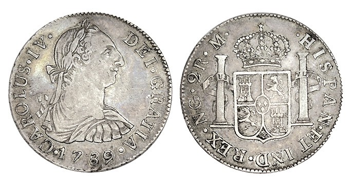 2 REALES. Guatemala 1789-M. Busto de Carlos III. XC-911. 6,68 g. Bonito tono. Bu...