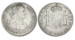 2 REALES. Guatemala 1790-M. Cabeza grande. XC-913. 6,71 g. Buen ejemplar para este tipo. RARA. MBC