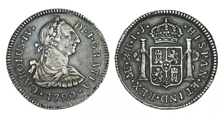 2 REALES. Lima 1790-IJ. XC-932. 6,71 g. Bonita pát. Difícil en esta conserv. MBC...
