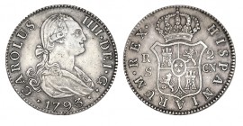 2 REALES. Sevilla 1793-CN. XC-1058. 5,95 g. EBC-