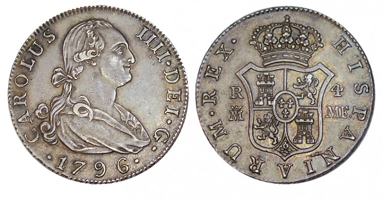 4 REALES. Madrid 1796-FA. XC-829. 13,41 g. Bonito ejemplar de pátina antigua. EB...