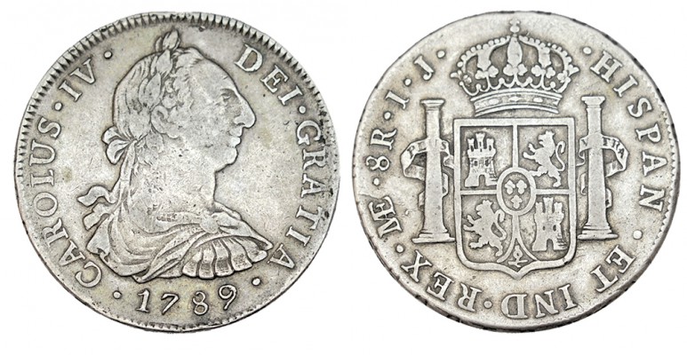 8 REALES. Lima. 1789-IJ. XC-641. 26,58 g. ESCASA. MBC