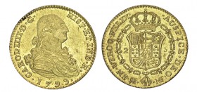2 ESCUDOS. Madrid. 1799-MF. XC-336. 6,79 g. Marquitas. (EBC)