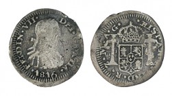 1/2 REAL. Zacatecas 1816-AG. XC-1419. 1,64 g. RARA. BC