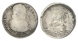 2 REALES. Zacatecas. 1815-AG. XC-1069. 6,34 g. MUY ESCASA. BC