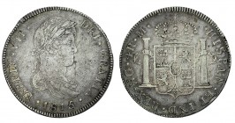 4 REALES. Guatemala. 1815/4-M. XC-728 (Vte. por sobrefecha). 13,38 g. Dos golpecitos en canto. Bonita pát antigua. (MBC+)