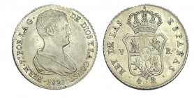 4 REALES. Valencia 1823-R. XC-1060. 5,78 g. MUY ESCASA. EBC