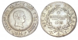 10 REALES. Bilbao 1821-UG. Resellada. XC-702. 12,93 g. EBC