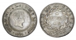 10 REALES. Santander. Resellada. 1821-LT. XC-799. 13,25 g. MUY ESCASA. MBC+