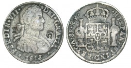 8 REALES. Chihuahua. 1813. Fundida. XC-391. 24,33 g. Buen ejemplar para este tipo. MBC+