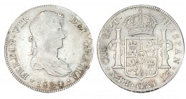 8 REALES. Cuzco. 1824-T. XC-385. 26,98 g. Buen ejemplar para este tipo. Bonito tono. MBC/MBC+