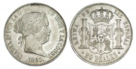 20 REALES. Madrid. 1860. XC-182. 25,86 g. EBC