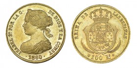 100 REALES. Barcelona. 1860. XC-13. 8,37 g. EBC