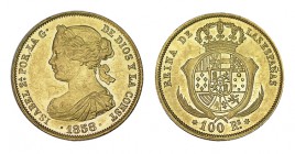 100 REALES. Madrid. 1858. XC-23. 8,35 g. EBC