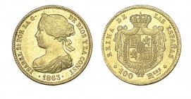 100 REALES. Madrid. 1863. XC-28. 8,36 g. EBC/EBC+