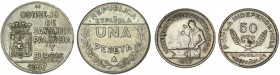 CONSEJO DE SANTANDER, PALENCIA Y BURGOS. 1937, Serie de dos valores: 1 Pta. y 50 Cts-PJR. XC tipo 14. EBC-