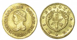 COLOMBIA. 1 Peso. Bogotá 1829 RS. 1,59 g. MBC+