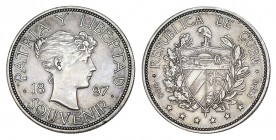 CUBA. 1 Peso. (Souvenir). 1897. W/KM-M2. Bonito tono. 22,40 g. EBC
