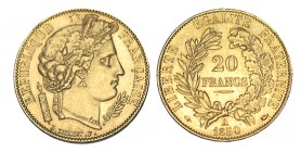FRANCIA. 20 Francos. Rep. Francesa. París. 1850-A. W/KM-762, LF-529.2. 6,44 g. EBC-