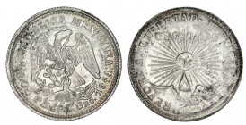 MÉXICO. 2 Pesos. Rep. Mexicana. 1914 GRO. Fecha rectificada. Moneda revolucionaria. W/KM-643. 24,32 g. MBC+