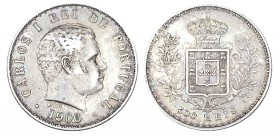 PORTUGAL. 500 Reis. Carlos I. 1906/3. W/KM-535. 12,46 g. MBC/MBC+