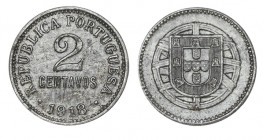 PORTUGAL. 2 Centavos. Rep. portuguesa. 1918. W/KM-567. 4,77 g. Buen ejemplar para este tipo. RARA. EBC
