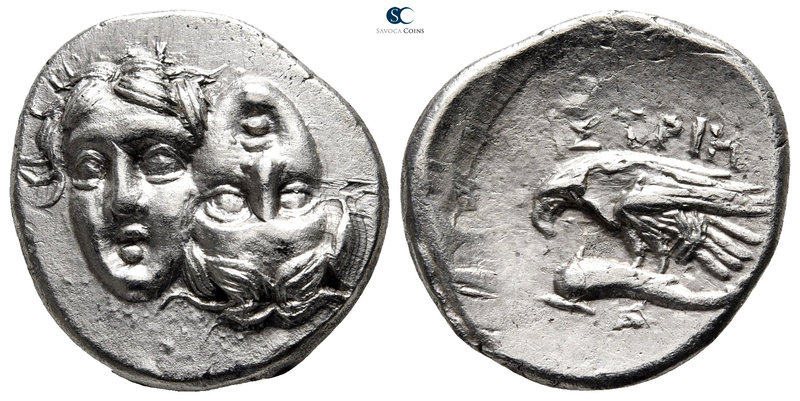Moesia. Istros 400-300 BC. 
Drachm AR

19 mm., 5,28 g.

Facing male heads, ...