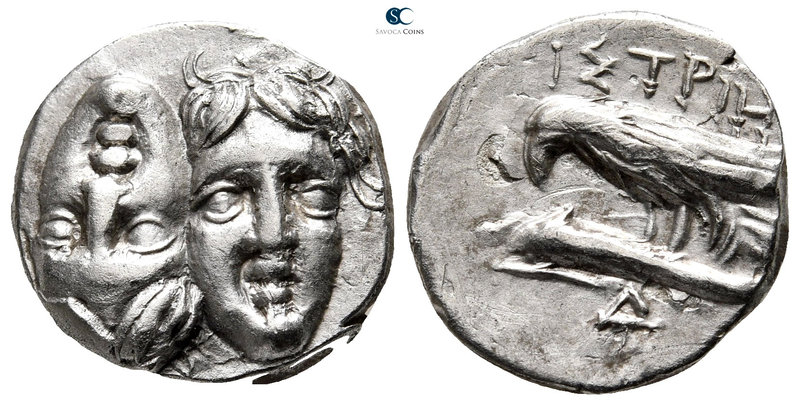 Moesia. Istros 400-300 BC. 
Drachm AR

17 mm., 5,98 g.

Two facing male hea...