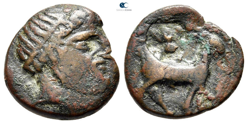 Cyclades. Syros circa 300-0 BC. 
Bronze Æ

15 mm., 3,00 g.

Head of Pan rig...