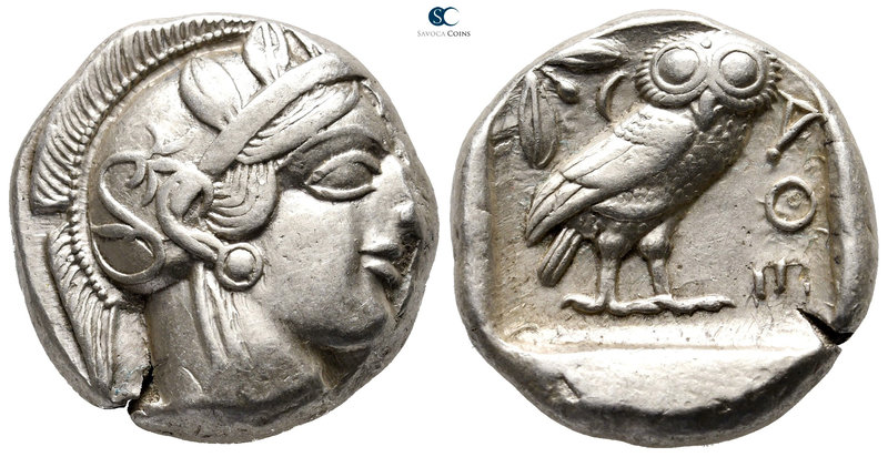 Attica. Athens circa 465-460 BC. 
Tetradrachm AR

23 mm., 17,18 g.

Head of...