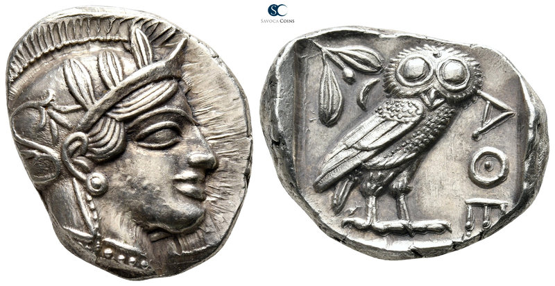 Attica. Athens 454-404 BC. 
Tetradrachm AR

28 mm., 17,27 g.

Head of Athen...