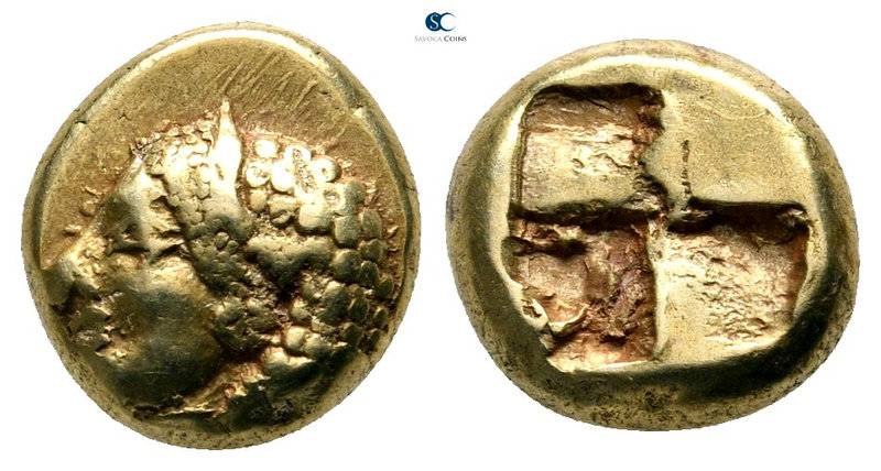 Ionia. Phokaia 521-478 BC.
Hekte EL

10 mm., 2,60 g.

Head of nymph left, w...