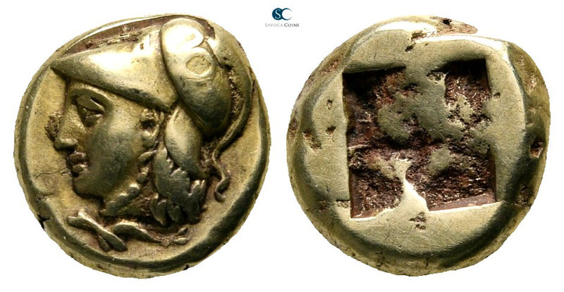 Ionia. Phokaia 387-326 BC. 
Hekte EL

10 mm., 2,53 g.

Helmeted head of Ath...