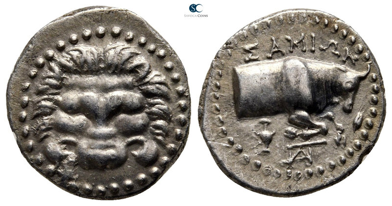 Ionia. Samos circa 210-185 BC. 
Tetrobol AR

16 mm., 2,82 g.

Facing scalp ...
