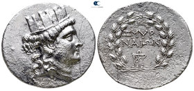 Ionia. Smyrna  150-143 BC. Menekrates, magistrate. Tetradrachm AR. Stephanophoric type