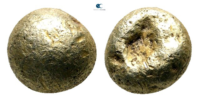 Ionia. Uncertain mint circa 650-600 BC. 
1/12 Stater EL or Hemihekte

5 mm., ...
