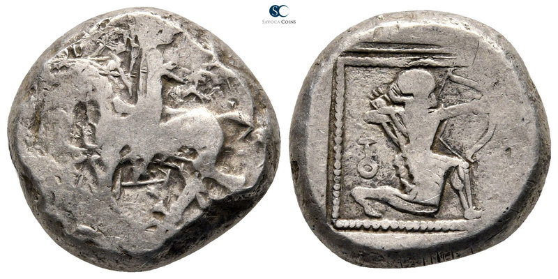 Cilicia. Tarsos circa 425-400 BC. 
Stater AR

20 mm., 10,54 g.

Horseman (C...