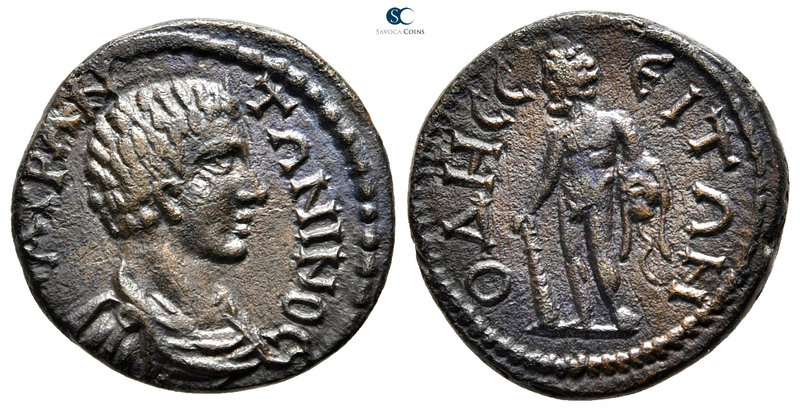 Moesia Inferior. Odessos. Caracalla, as Caesar AD 196-198. 
Bronze Æ

17 mm.,...