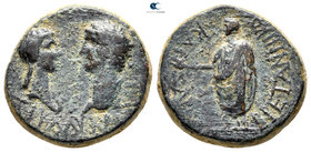 Lydia. Tralleis (as Caesarea). Claudius with Messalina AD 41-54. Bronze Æ
