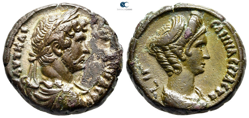 Egypt. Alexandria. Hadrian, with Sabina AD 117-138. Dated RY 13=AD 128/9
Billon...