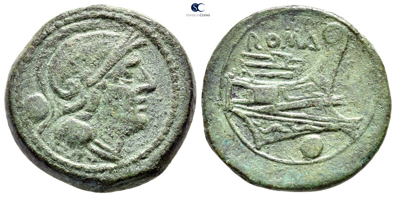 Anonymous after 211 BC. Rome
Uncia Æ

23 mm., 8,98 g.

Helmeted head of Rom...