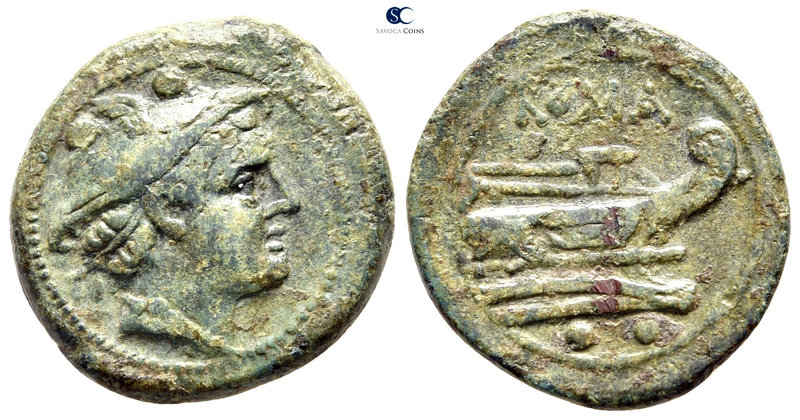 Anonymous after 211 BC. Rome
Sextans Æ

21 mm., 6,29 g.

Head of Mercury ri...