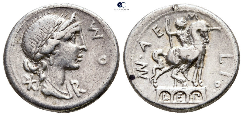 Mn. Aemilius Lepidus 114-113 BC. Rome
Denarius AR

18 mm., 3,85 g.

Diademe...