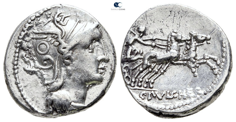Appius Claudius Pulcher 111-110 BC. Rome
Denarius AR

17 mm., 3,94 g.

Helm...