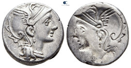 110-100 BC. Rome. Brockage Denarius AR