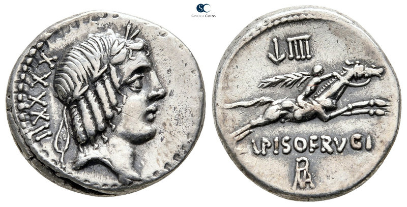 L. Calpurnius Piso Frugi 90 BC. Rome
Denarius AR

18 mm., 3,91 g.

Laureate...