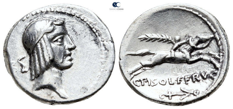 L. Calpurnius Piso Frugi 90 BC. Rome
Denarius AR

17 mm., 3,71 g.

Laureate...