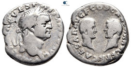 Vespasian with Titus and Domitian as Caesares AD 69-79. Rome. Denarius AR
